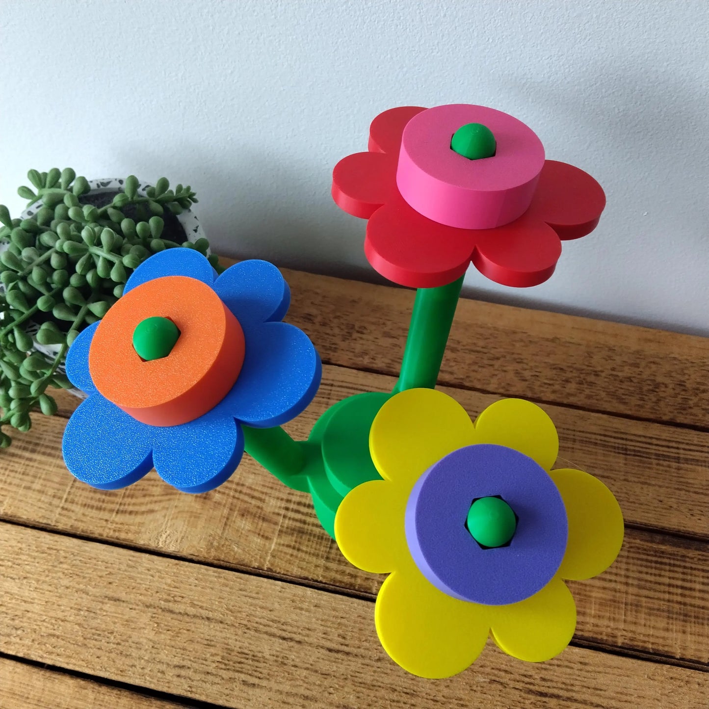 Large Rainbow Brick Flowers & Pot