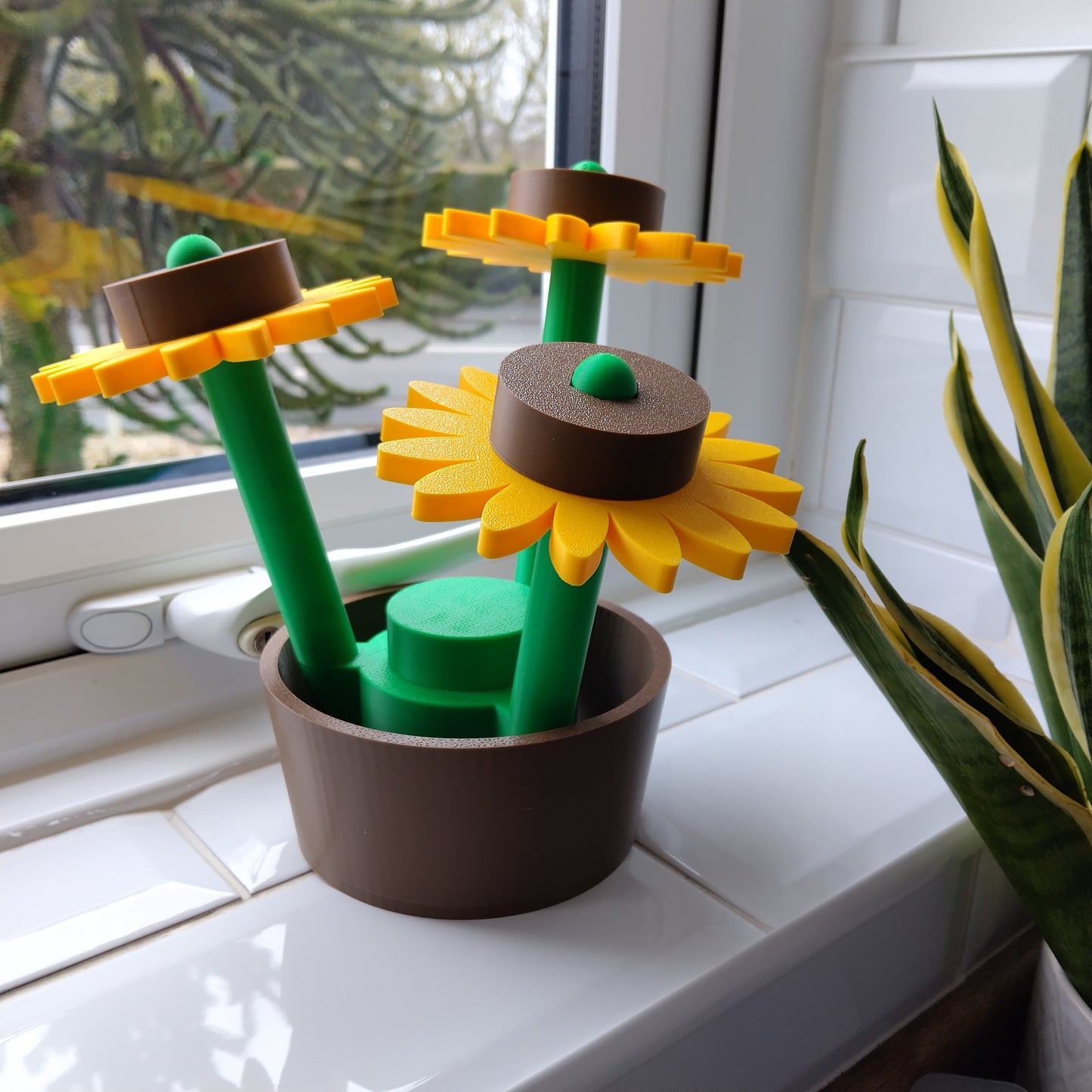 Large Sunflower Brick Flowers & Pot