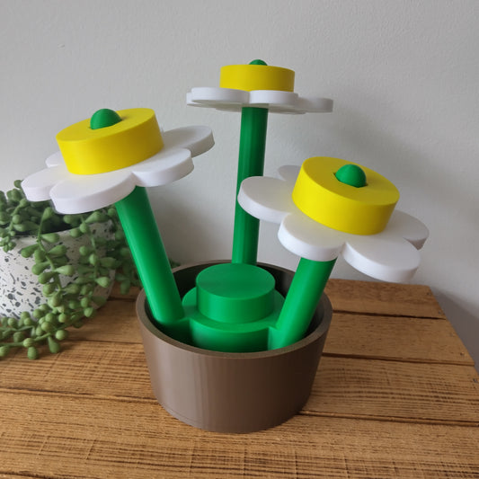 Large Daisy Brick Flowers & Pot