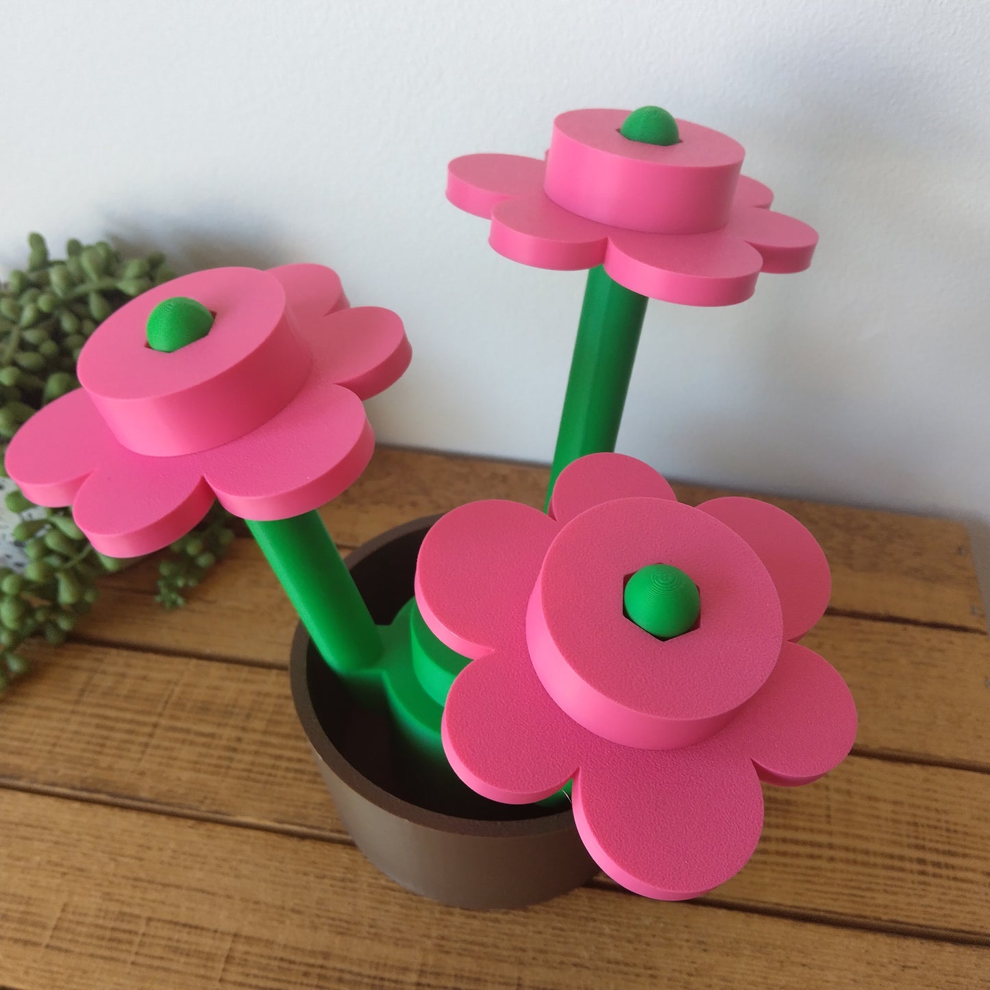 Large Pink Brick Flowers & Pot