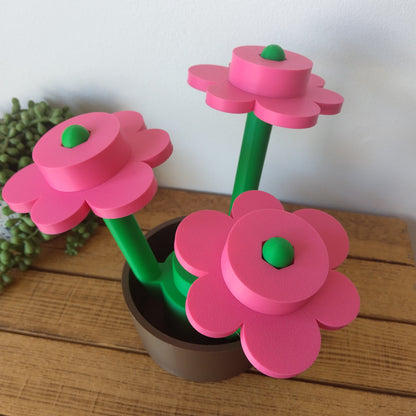Large Pink Brick Flowers & Pot