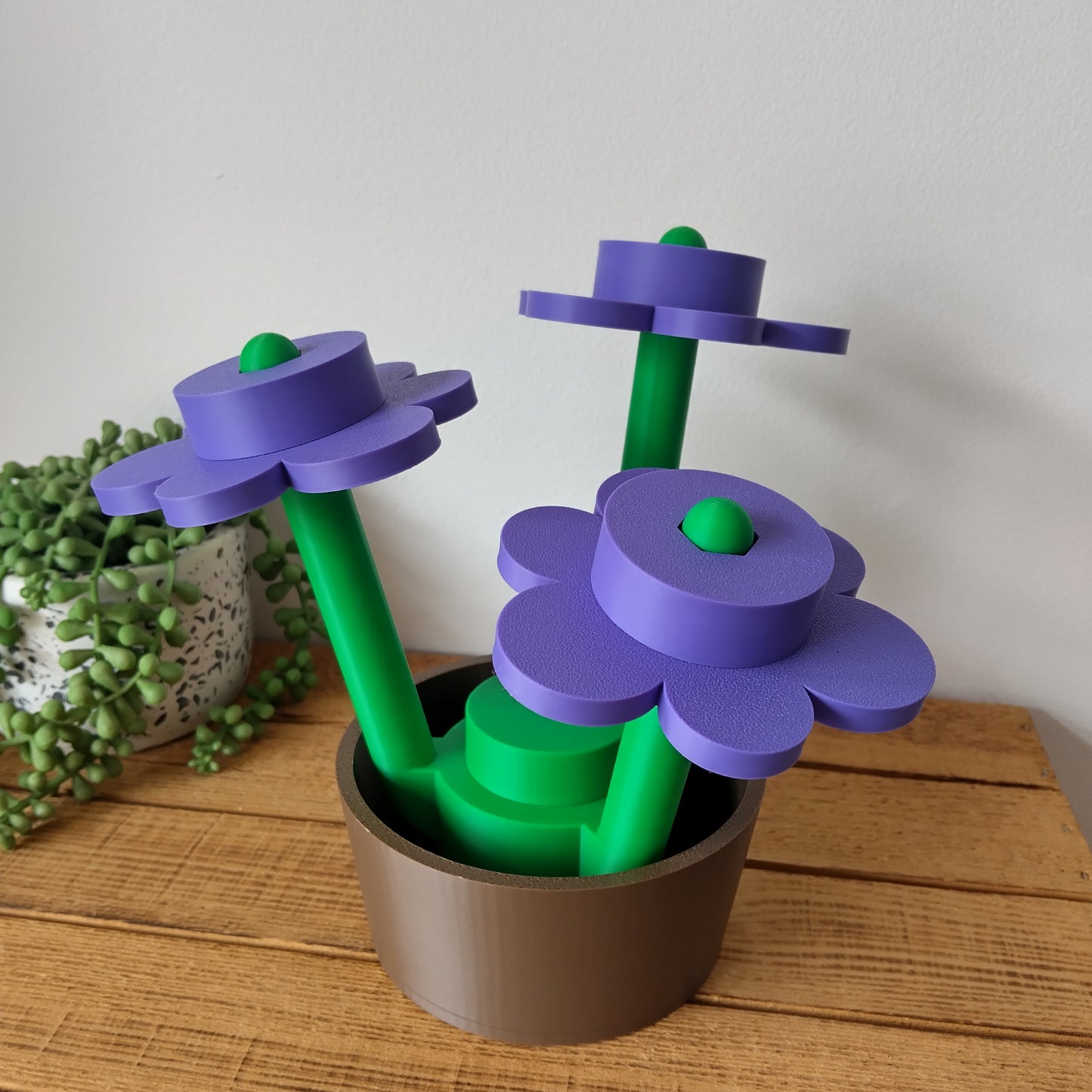 Large Purple Brick Flowers & Pot