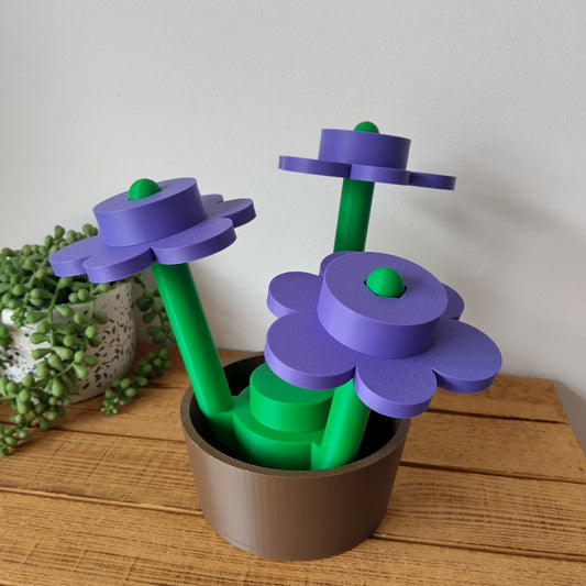 Large Purple Brick Flowers & Pot