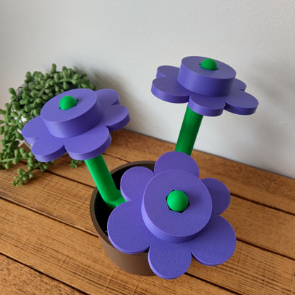 Large Purple Brick Flowers & Pot