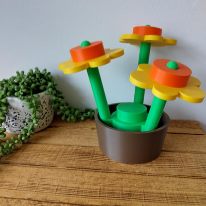 Large Daffodil Brick Flowers & Pot