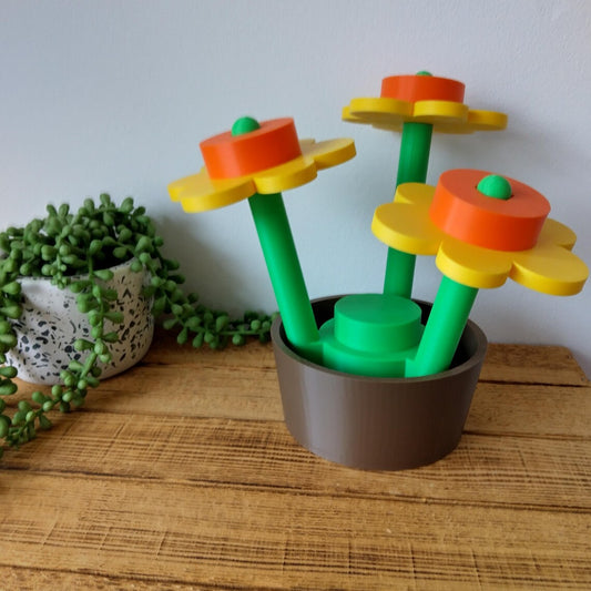 Large Daffodil Brick Flowers & Pot