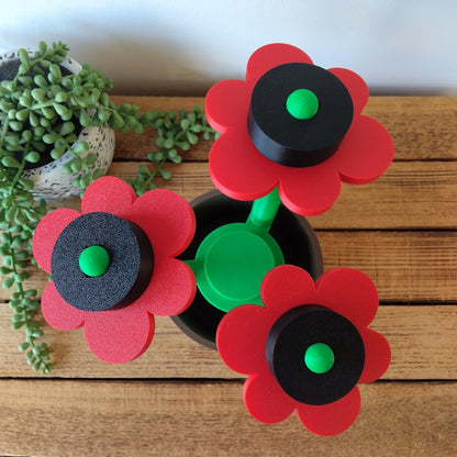 Large Poppy Brick Flowers & Pot