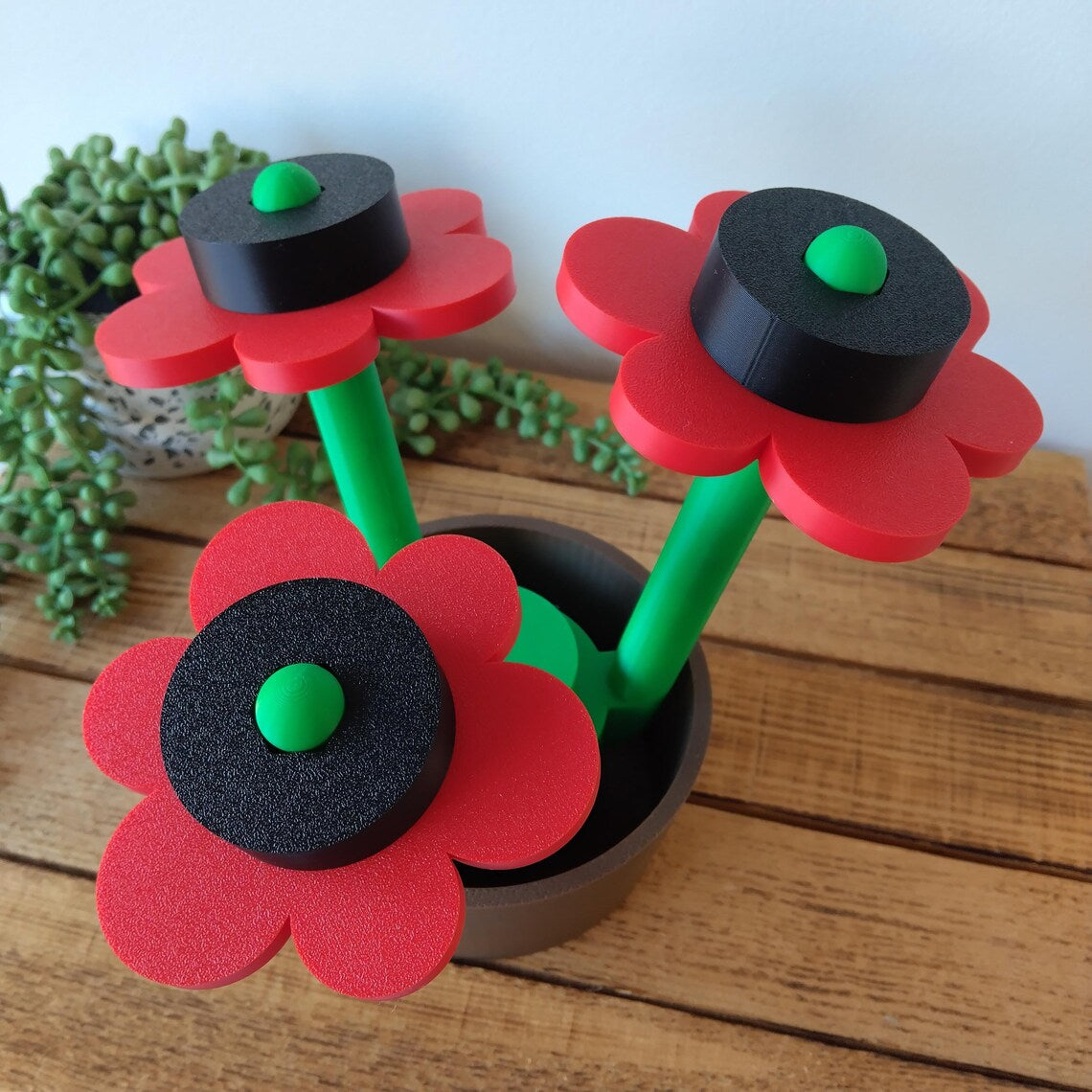 Large Poppy Brick Flowers & Pot