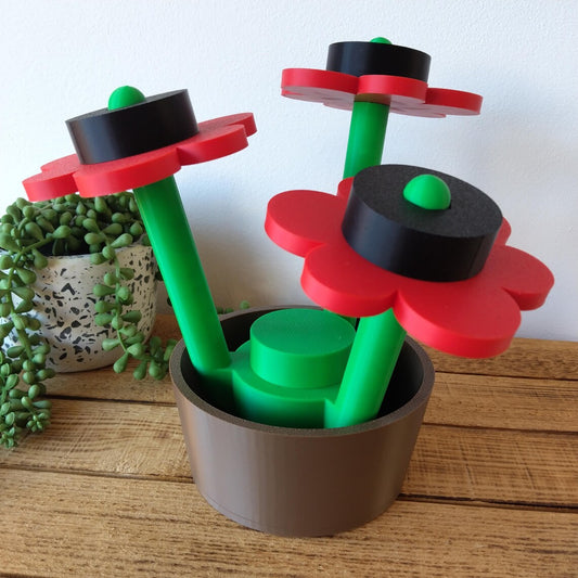 Large Poppy Brick Flowers & Pot