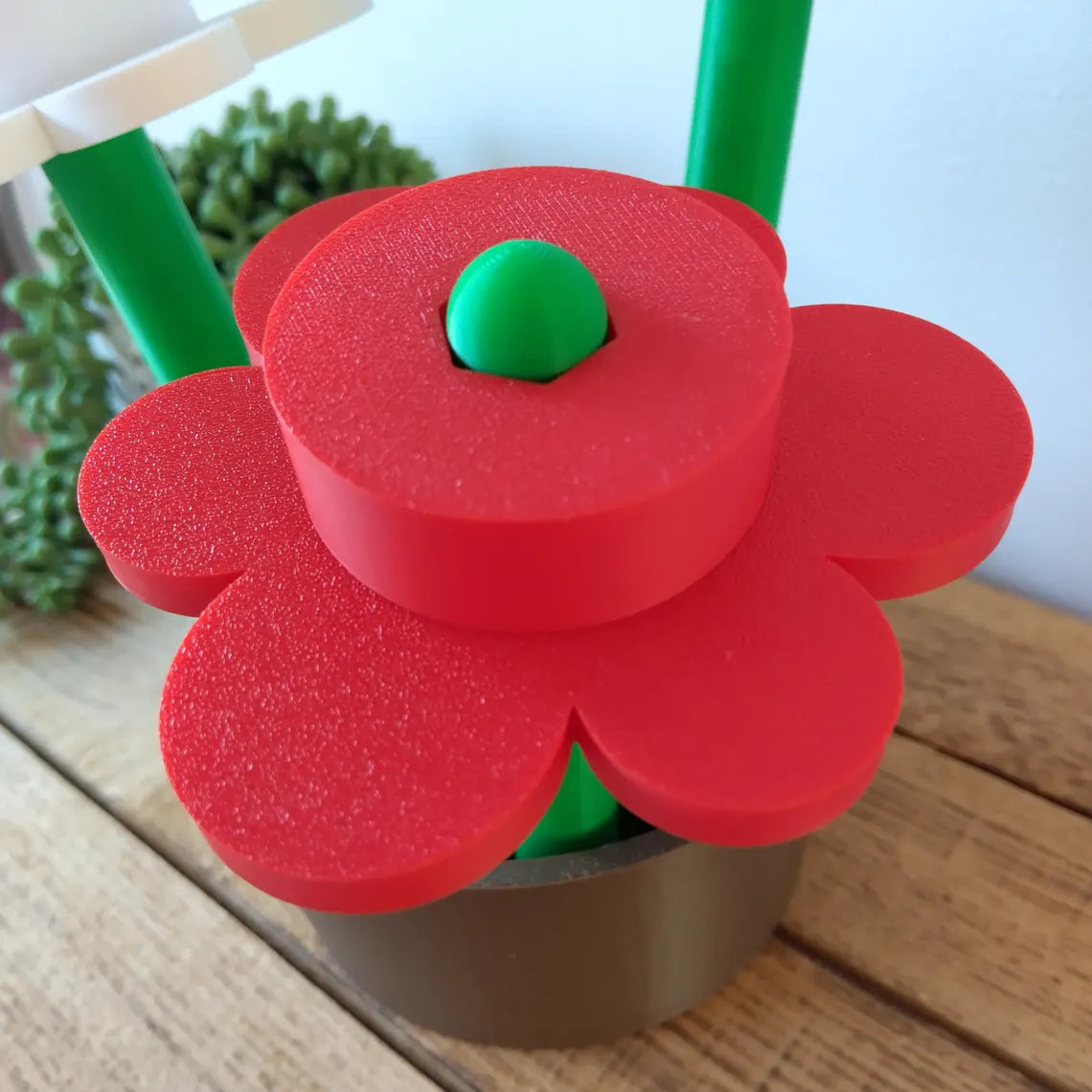 Large Red White & Blue Brick Flowers & Pot