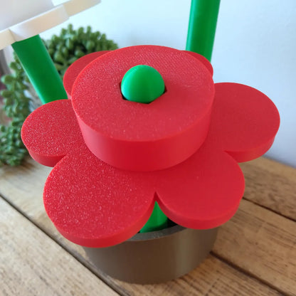 Large Red White & Blue Brick Flowers & Pot