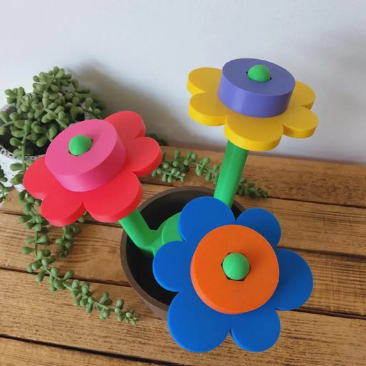 Large Rainbow Brick Flowers & Pot