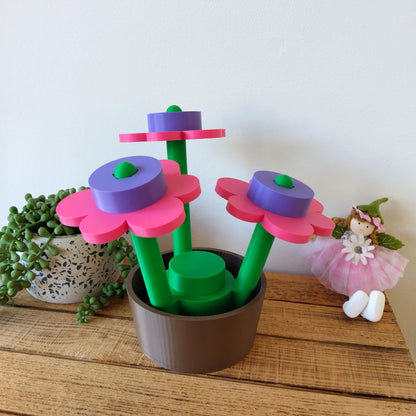 Large Fairy Garden Brick Flowers & Pot