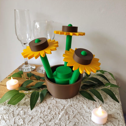 Large Sunflower Brick Flowers & Pot