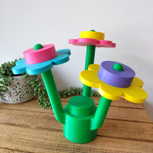 Large 80s 90s Retro Brick Flowers
