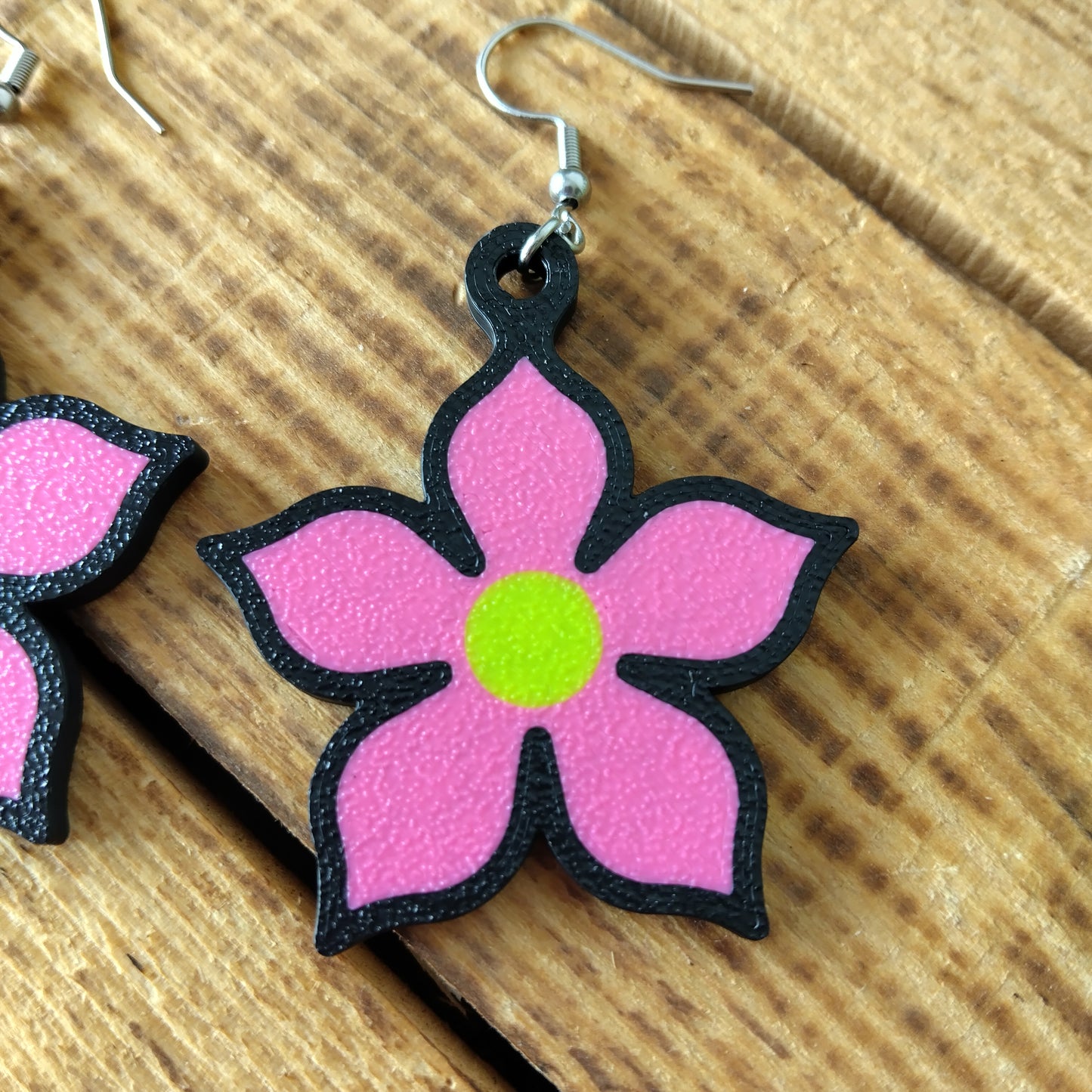 Pink Cartoon Flower Earrings