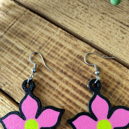 Pink Cartoon Flower Earrings